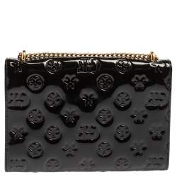 Gianfranco Ferre Black Patent Leather Flap Chain Crossbody Bag