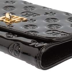Gianfranco Ferre Black Patent Leather Flap Chain Crossbody Bag