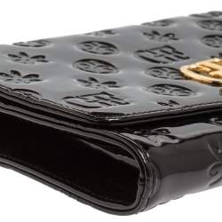 Gianfranco Ferre Black Patent Leather Flap Chain Crossbody Bag