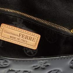 Gianfranco Ferre Black Patent Leather Flap Chain Crossbody Bag