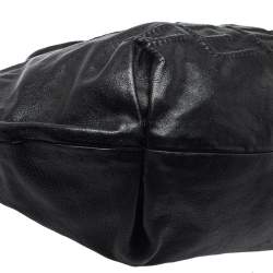 Pre Owned Gianfranco Ferre Black Leather Embossed Logo Hobo