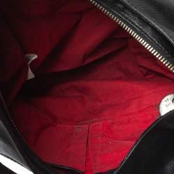 Pre Owned Gianfranco Ferre Black Leather Embossed Logo Hobo