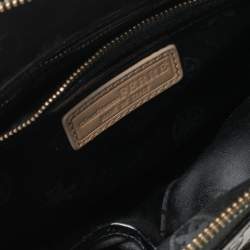 Gianfranco Ferre Black Signature Embossed Patent Leather Satchel 