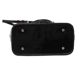 Gianfranco Ferre Black Signature Embossed Patent Leather Satchel 