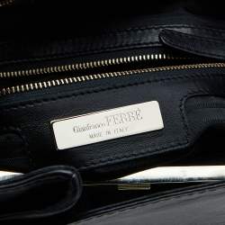 Gianfranco Ferre Black Pleated Leather Top Handle Bag