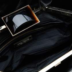 Gianfranco Ferre Black Pleated Leather Top Handle Bag