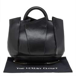 Gianfranco Ferre Black Pleated Leather Top Handle Bag