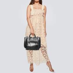 Gianfranco Ferre Black Pleated Leather Top Handle Bag