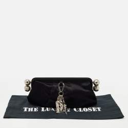 Pre Owned Gianfranco Ferre Black Satin Frame Clutch