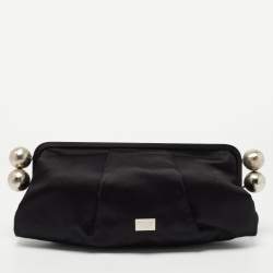 Pre Owned Gianfranco Ferre Black Satin Frame Clutch