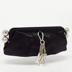 Pre Owned Gianfranco Ferre Black Satin Frame Clutch