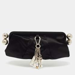 Pre Owned Gianfranco Ferre Black Satin Frame Clutch
