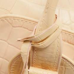 Gianfranco Ferre Beige Alligator Embossed Leather Boston Bag