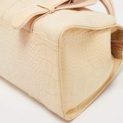 Gianfranco Ferre Beige Alligator Embossed Leather Boston Bag