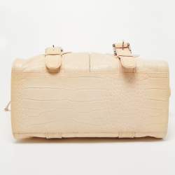 Gianfranco Ferre Beige Alligator Embossed Leather Boston Bag