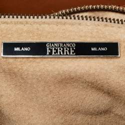 Gianfranco Ferre Brown Jacquard Fabric and Leather Flap Satchel