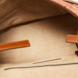 Gianfranco Ferre Brown Jacquard Fabric and Leather Flap Satchel