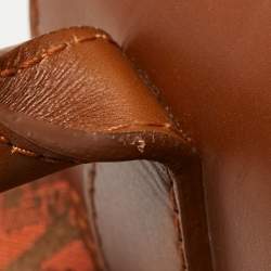 Gianfranco Ferre Brown Jacquard Fabric and Leather Flap Satchel