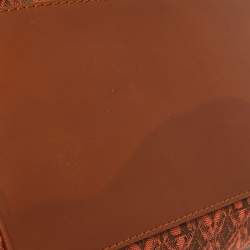 Gianfranco Ferre Brown Jacquard Fabric and Leather Flap Satchel