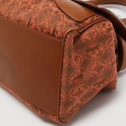 Gianfranco Ferre Brown Jacquard Fabric and Leather Flap Satchel