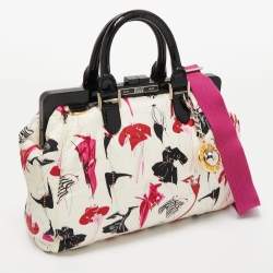 Gianfranco Ferre Multicolor Nylon and Patent Leather Frame Satchel