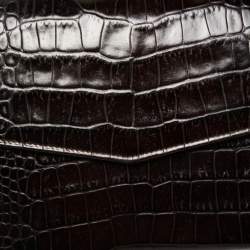Pre Owned Gianfranco Ferre Dark Brown Alligator Envelope Flap Travel Organizer