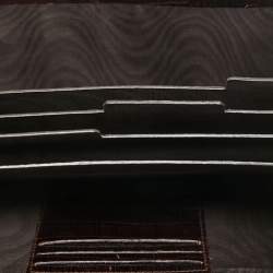 Pre Owned Gianfranco Ferre Dark Brown Alligator Envelope Flap Travel Organizer