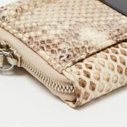 Gianfranco Ferre Beige Watersnake Leather Zip Around Oversized Wallet