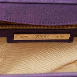 Gianfranco Ferre Purple Satin Charm Frame Clutch