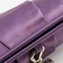 Gianfranco Ferre Purple Satin Charm Frame Clutch