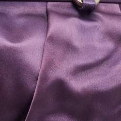 Gianfranco Ferre Purple Satin Charm Frame Clutch