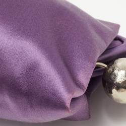 Gianfranco Ferre Purple Satin Charm Frame Clutch