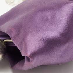 Gianfranco Ferre Purple Satin Charm Frame Clutch