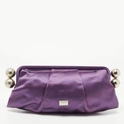 Gianfranco Ferre Purple Satin Charm Frame Clutch