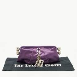 Gianfranco Ferre Purple Satin Charm Frame Clutch