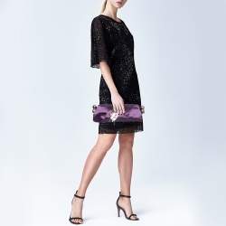 Gianfranco Ferre Purple Satin Charm Frame Clutch