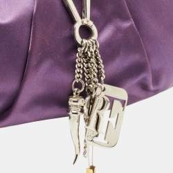Gianfranco Ferre Purple Satin Charm Frame Clutch