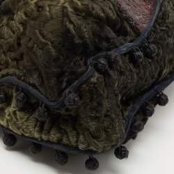 Gianfranco Ferre Multicolor Embossed Leather and Astrakhan Fur Tote