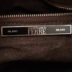 Gianfranco Ferre Multicolor Embossed Leather and Astrakhan Fur Tote