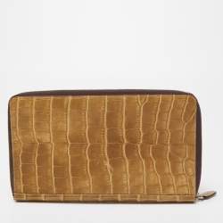 Gianfranco Ferre Beige Alligator Leather Zip Around Wallet