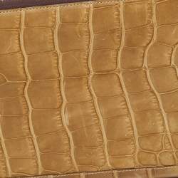Gianfranco Ferre Beige Alligator Leather Zip Around Wallet