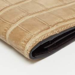 Gianfranco Ferre Beige Alligator Leather Bifold Wallet