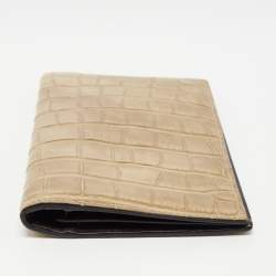 Gianfranco Ferre Beige Alligator Leather Bifold Wallet