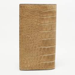 Gianfranco Ferre Beige Alligator Leather Bifold Wallet