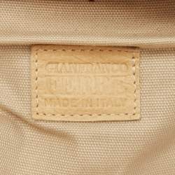 Gianfranco Ferre Gold Python Embossed Leather Charm Frame Clutch