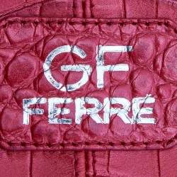 Gianfranco Ferre Red Croc Embossed Leather Tote