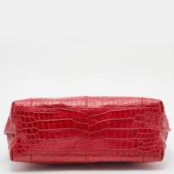 Gianfranco Ferre Red Croc Embossed Leather Tote