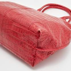 Gianfranco Ferre Red Croc Embossed Leather Tote
