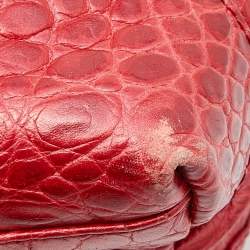 Gianfranco Ferre Red Croc Embossed Leather Tote