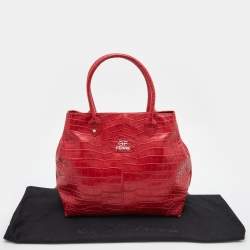 Gianfranco Ferre Red Croc Embossed Leather Tote